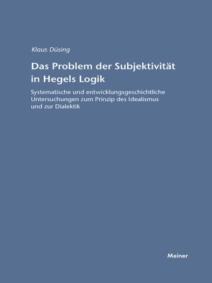 cover image of Das Problem der Subjektivität in Hegels Logik